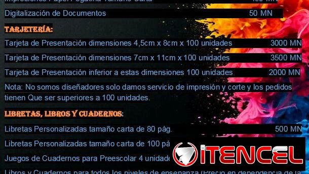 Papelería LunArte servicios de impresión en papel y cartulina.