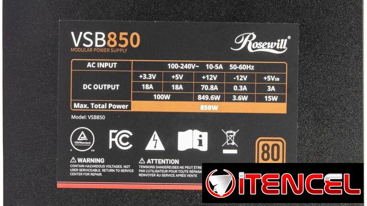 🔌Fuente Rosewill VSB850  80 PLUS Bronce con capacitores japoneses y FAN silencioso