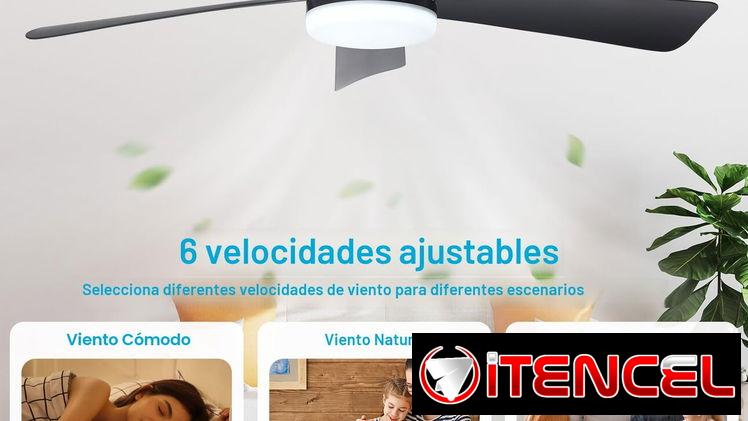 Ventilador de techo moderno Depuley 42 pulgadas 5 aspas, LUCES LED, NEGRO (3 MODO DE ILUMINACIÓN) NUEVO (incluye mando)