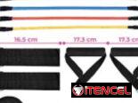 JUEGO DE 5 BANDAS DE RESISTENCIA MAS 5 ACCESORIOS PARA EJERCICIOS CROSSFIT.