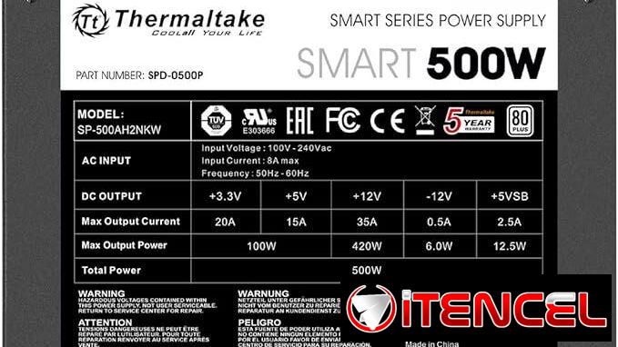 Fuente de alimentación Thermaltake   inteligente con certificación blanca de 500 W 80+ new 52815418