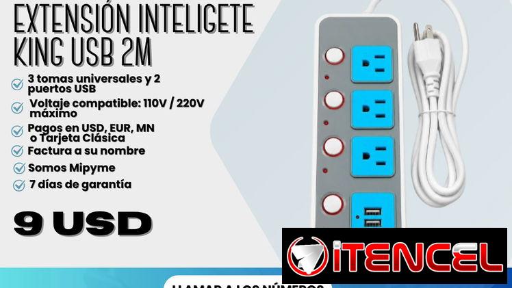 ⚡🔌 EXTENSIÓN ELECTRODOMESTICA INTELIGETE KING USB 2M 🔌⚡  💲 PRECIO: 9 USD