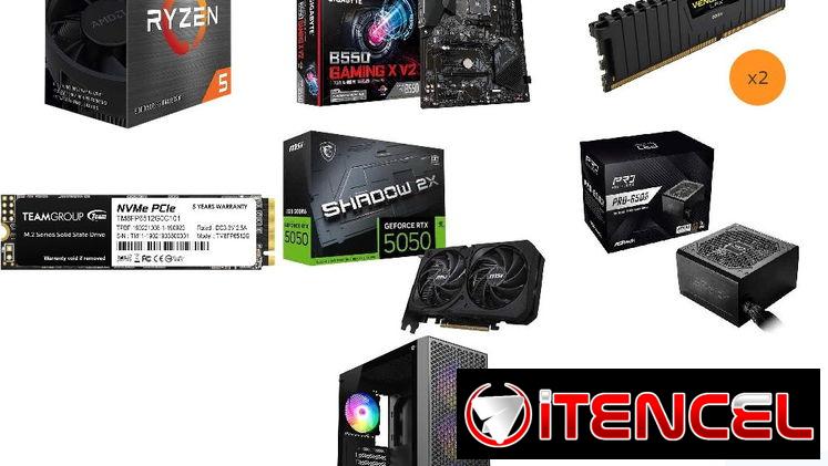 🎮 Torre Gamer 🎮 MSI RTX 5050 8GB◽Ryzen 5◽16GB Corsair Vengeance◽SSD M.2◽Chasis Cristal 📦0km