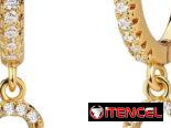 Aretes con letra diamante de circonio chapada en oro 18 quilates
