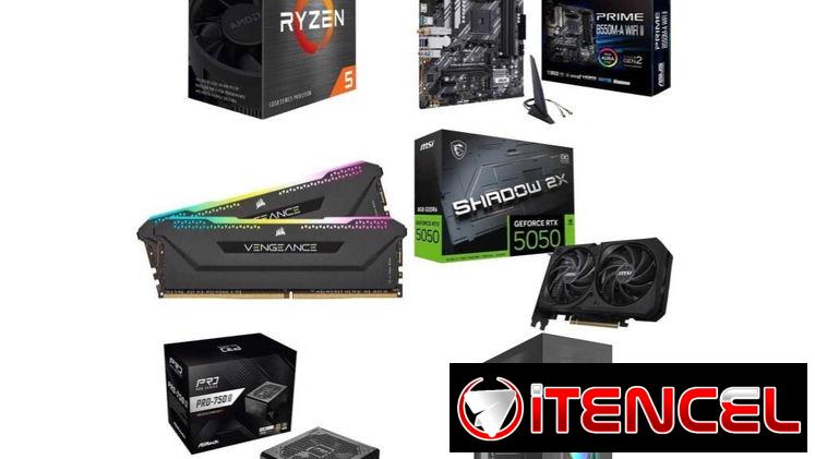 PC pc COMPLETA AMD 🤩 5 5600GT – B550M-A WiFi II – 32GB RAM – RTX 5050 8GB – 750W✅PC COMPLETA KIT AMD