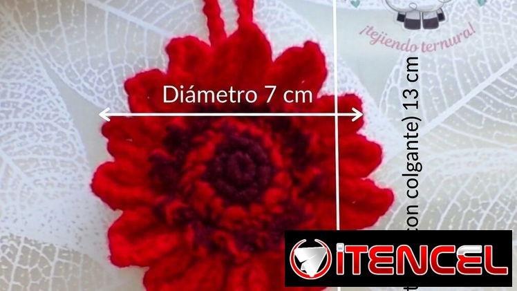 Colgante “Girasol Rojo”a crochet