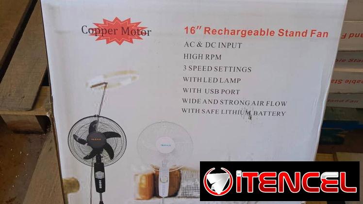 Ventilador Recargable 16 pulgadas de Pedestal Marca Milexus Batería Litihum duración 8 horas en 85 USD Transporte