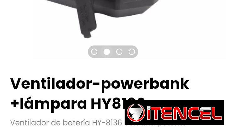 Ventilador-powerbank +lámpara HY8136. Batería recargable de 20000 mAh