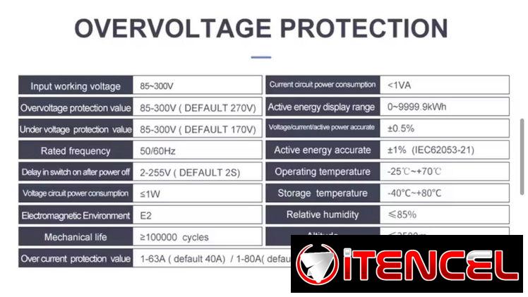Protector de Voltaje 110/220v 63A 50/60Hz Ajustable y con lector de KWH