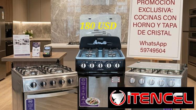 Estufas de gas con horno. 4, 5 y 6 quemadores