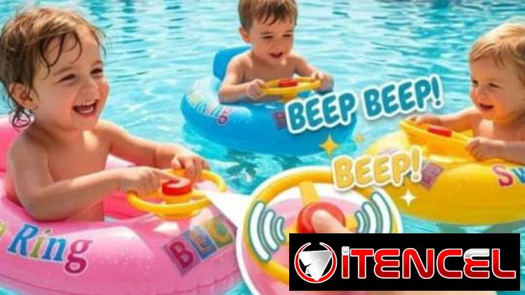 Salvavidas con asiento y timon con pito para niños