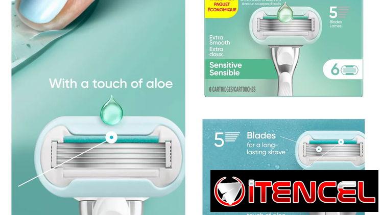 Paquete de 6 respuestos de cuchillas gillete extra smooth aloe vera 33 usd