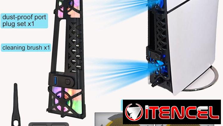 Ventilador de refrigeración DOBE PS5 Slim para Playstation 5 Slim y PRO con iluminación RGB Color: Blanco  Descripcion: