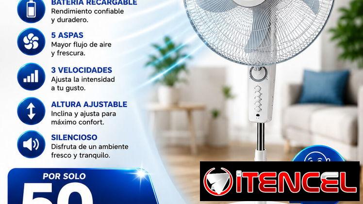VENTILADOR DE PEDESTAL MILEXUS RECARGABLE (PREMIUM) 🔥 Máxima potencia y autonomía Con batería recargable, 3 velocidades