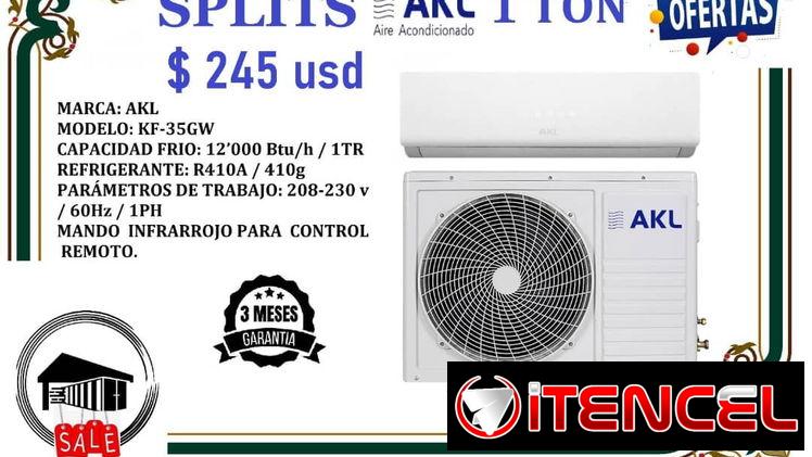 Split de 1 tonelada marca AKL convencional 220v nuevo