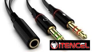 Adaptador divisor audio y micrófono de 1 a 2 plo 3,5mm