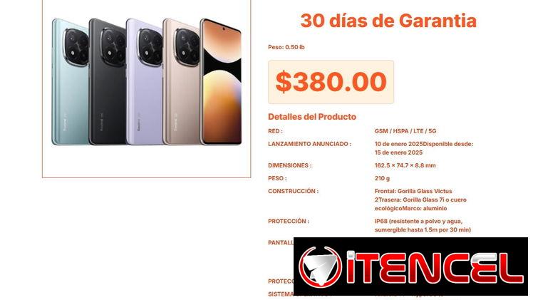 Smartphone Redmi Note 14 Pro+ 5G: Sensor de 200 Megapíxeles $380 VPT#-0344