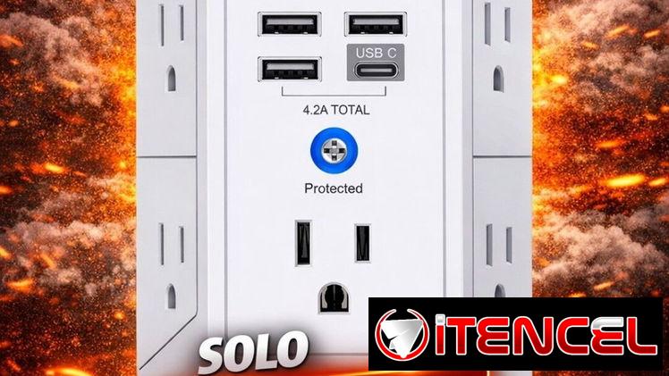 Tomacorrientes inteligentes, 5 enchufes, 4usb carga rápida y protector de línea… Lo tiene todo para su comodidad