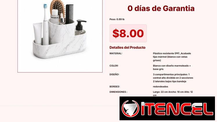 Organizador de Belleza Marmoleado: Largo 22 cm y Alto 12 cm VPT#-0227
