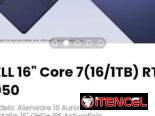 DELL 16″ Core 7(16/1TB) RTX 5050. Modelo: Alienware 16 Aurora AC16250