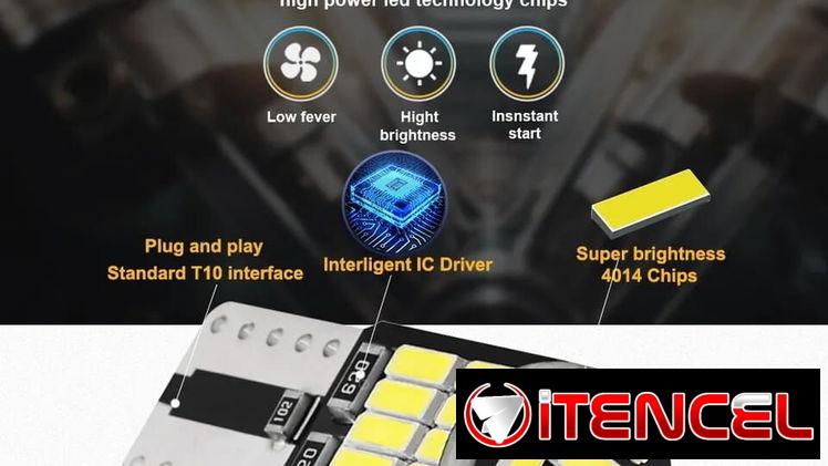 Bombillo LED cola de pescado socket ( T10 /W5W) de colores: blanco, azul, verde, rojo y naranja ambar.