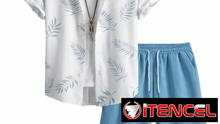 Conjunto camisa/short azul claro talla 3XL