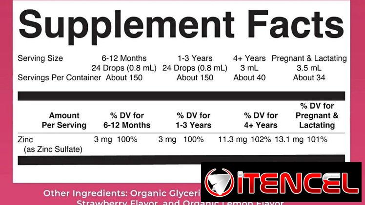 Sulfato de zinc 13.1 MG ( para bebés, niños, adultos y mujeres embarazadas ó lactantes) pomo con 4oz – 120 ML . 40 USD