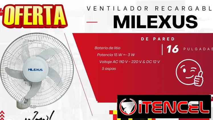 Ventiladores recargables milexus de pared 16” pulgadas…SH.