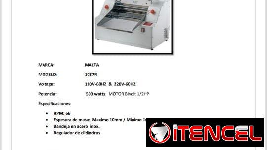 Laminadora sobadora industrial nueva en el huacal