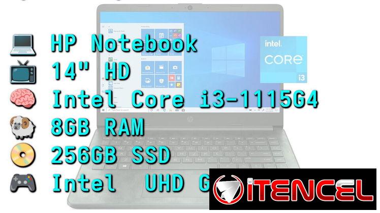 LAPTOP 🎁NUEVA🎁📦CAJA, HP Notebook (14-dq2089wm), 14″ HD IPS, Intel Core i3-1115G4, 8GB RAM, 256GB SSD