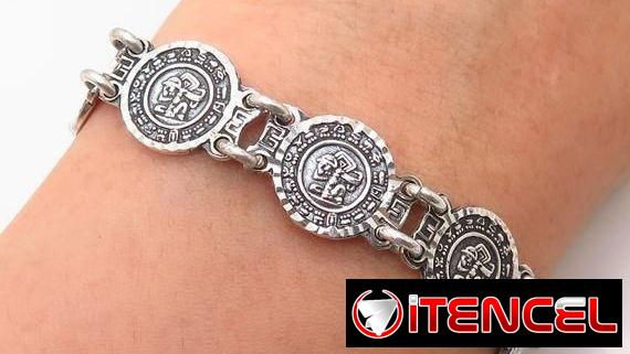 Cambio  Manilla de plata Unisex..Calendario Maya 5 3265497