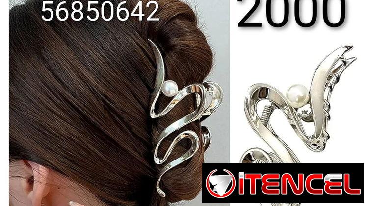 Pellizcos de diversos modelos de  Metal color plateado con perla blanca 12. 5 cm Grande