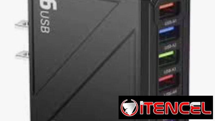 Multicargador negro de 6 puertos USB 3.0