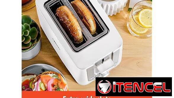 🍞 BELLA Tostadora 2 Rebanadas Ranuras Anchas Auto Shut-Off Blanca 6 Niveles + Defrost & Reheat | Envío* + Garantía**