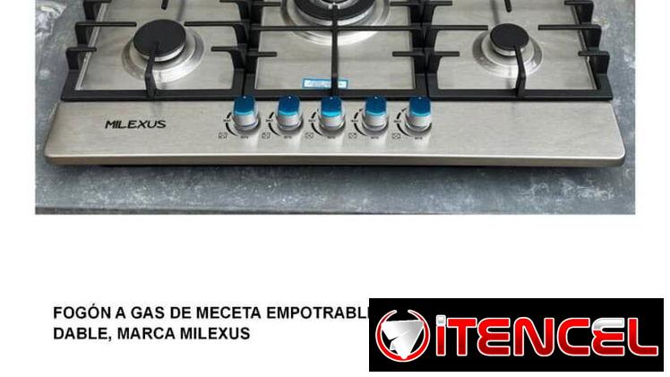 Cocina de gas de acero inoxidable empotrable 5 hornillas