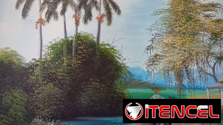 Pintura que evoca nostalgia del campo cubano, un viaje y costumbres de la isla.