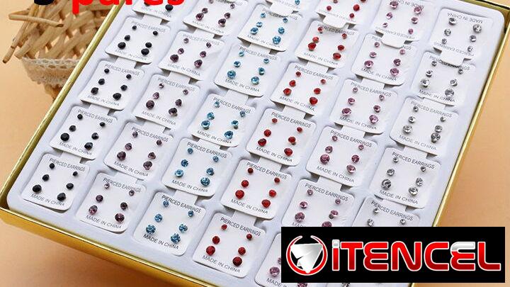 Aretes de Vidrio y Plástico Estilo Simple 3 pares $100