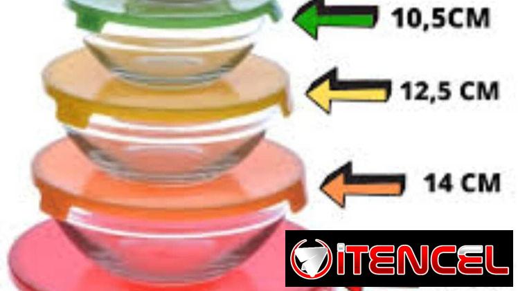 🔮Set de bowls  con diseño de cristal. Compuesto por 5 recipientes de diferentes tamaños