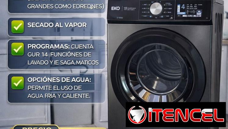 ‼OFERTA‼ Lavadora-Secadora al vapor EKO 11 kg ,14 Funciones de lavado y secado