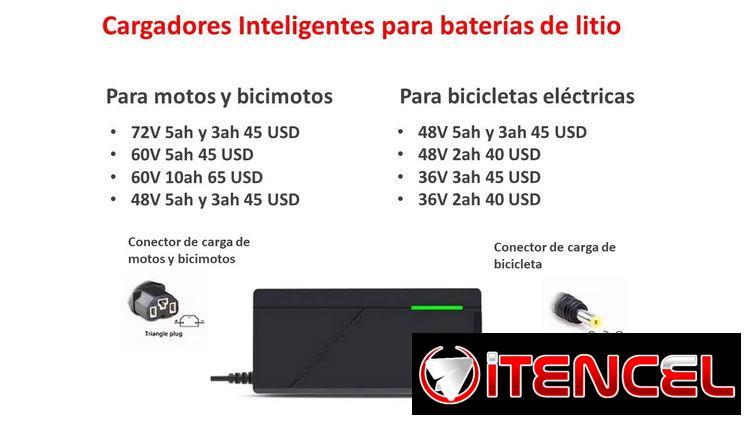 R08 Cargadores para motos, bicimotos, y bicicletas eléctricas, 36V, 48V, 60V y 72V