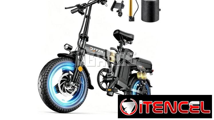 Bicicleta Eléctrica Plegable 14” 1000W 48V 15Ah hasta 28MPH(45KMH) con Encendido Sin Llave