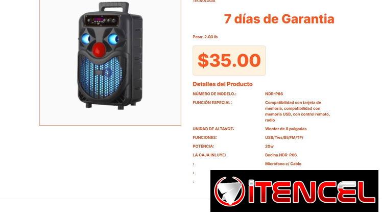 Bocina de 8 Pulgadas NDR-P66: Calidad de Sonido Pro con Micrófono VPT#-0040