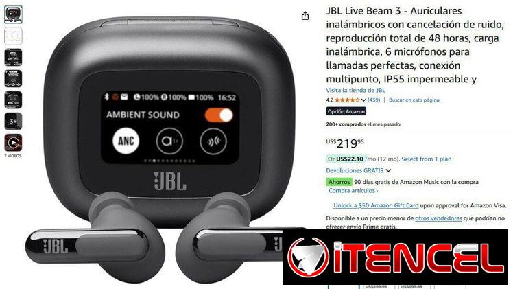 🎧 JBL Live Beam 3 | Cancelación Adaptativa + Estuche Táctil | NUEVOS | $180 🎧