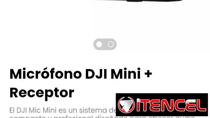 Micrófono DJI Mini + Receptor. Sistema recargable con base incluida. Compatible con cámaras y teléfonos móviles