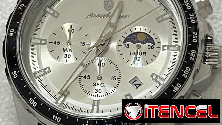 Reloj para hombre, con cronómetro, correa de cuero genuino, elegante