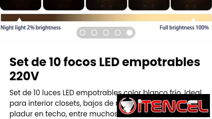 Set de 10 focos LED empotrables 220V. Nuevos