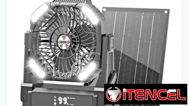 Ventilador Recargable con panel solar de 10w