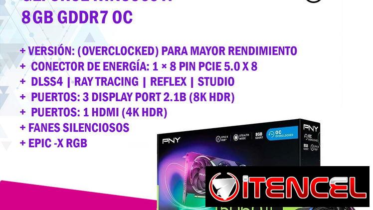 🎮 Tarjeta de Video PNY Nvidia GeForce RTX 5060 Ti – 8 GB GDDR7 OC | Nueva a estrenar