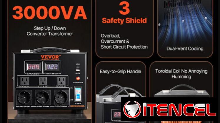 Transformador Convertidor de Voltaje VEVOR 3000W 110V-220V | MENSAJERÍA INCLUIDA
