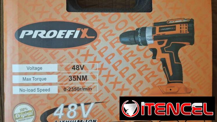 🔸Atornilladora – Taladro Percutor inalambrico + 2 Bateria 48V /2.0AH + Cargador. Hasta 2350rpm. Torque Max. 35 NM.